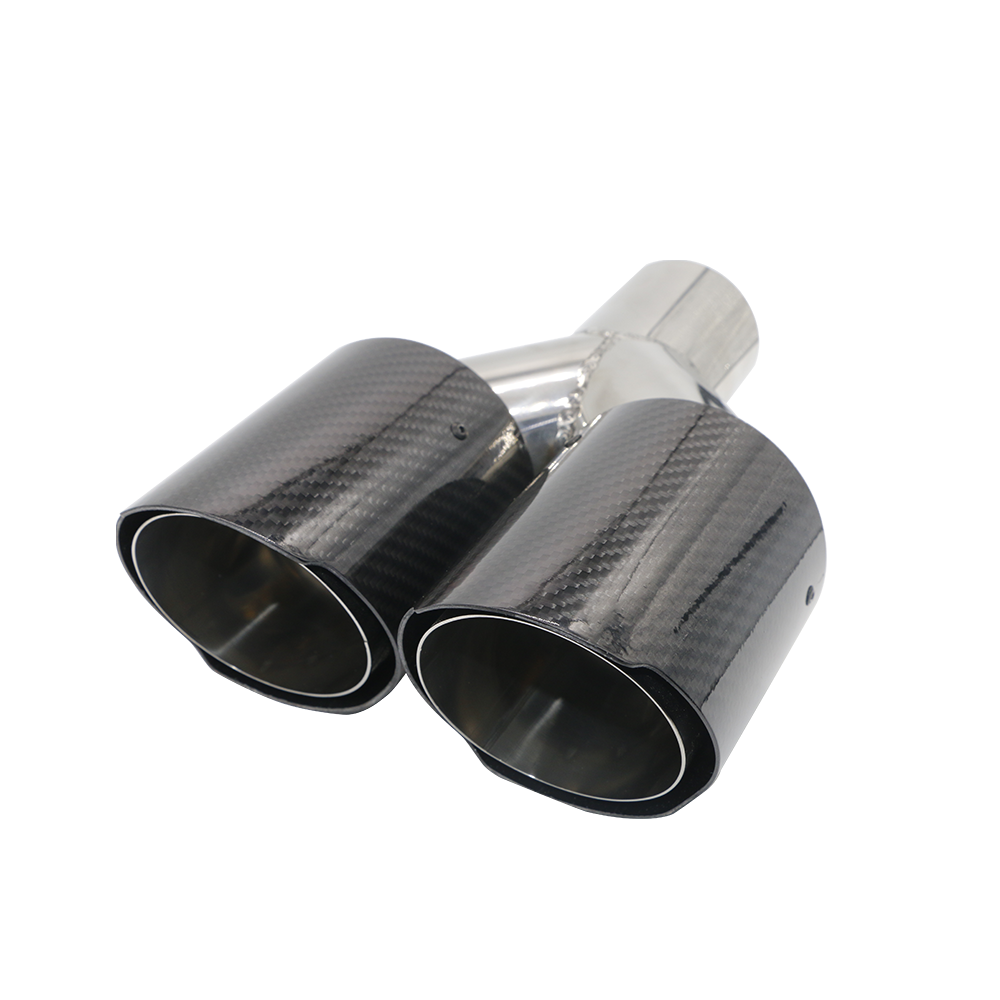 Exhaust Tip 63mm Carbon Fiber Dual black Double Anglecut Tip NS8963L