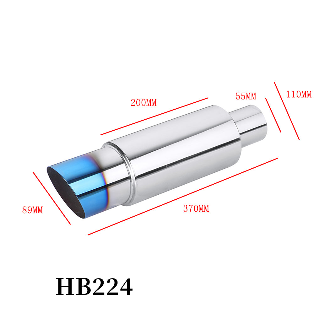 Exhaust Muffler 55mm Stainless Steel Colorful Angle-cut Tip HC224 in burnt blue