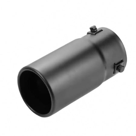 Horizontal view of Exhaust Muffler 63mm Stainless Steel matte black Straight cut Rolled Tip A15