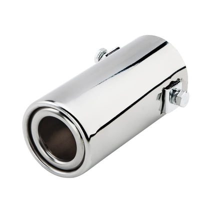 Horizontal view of Exhaust Muffler 51mm Stainless Steel silver Straight cut Tip A1