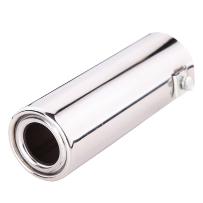 Horizontal view of Exhaust Muffler 51mm Stainless Steel silver Straight cut Tip A2