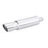 Horizontal view of Exhaust Muffler 63mm Stainless Steel Bolt-on Silver Angle-cut Tip H228