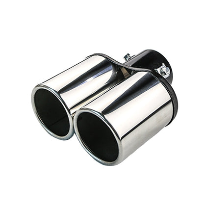 Horizontal view of Exhaust Muffler 63mm Stainless Steel silver Straight cut Tip A2001X