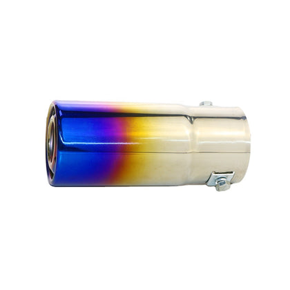 Horizontal view of Exhaust Mufflers 58mm Stainless Steel Bolt-on blue Straight cut Tip B40