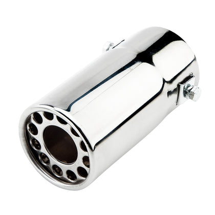 Horizontal view of Exhaust Mufflers 58mm Stainless Steel silver Round cut intercooled Tip A281