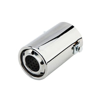 Horizontal view of Exhaust Mufflers 63mm Stainless Steel silver Straight cut Rolled Tip A3