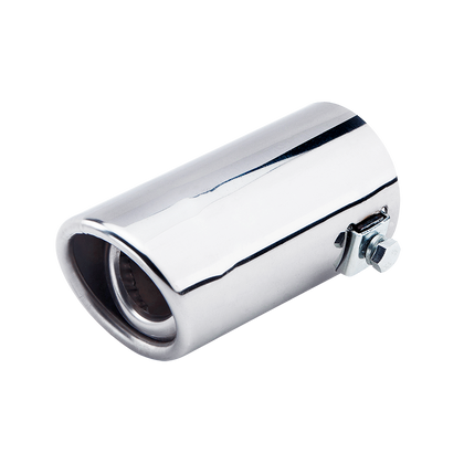 Horizontal view of Exhaust Tip 51mm Stainless Steel Bolt-on silver Rolled Tip A1X