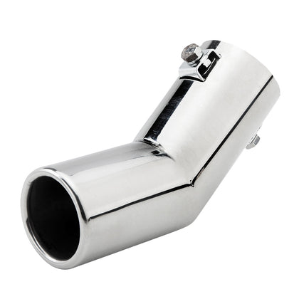 Horizontal view of Exhaust Tip 51mm Stainless Steel silver Turndown Tip A191