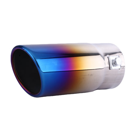 Horizontal view of Exhaust Tip 56mm Bolt-in Stainless Steel roasted blue Angle-cut Tip B5X