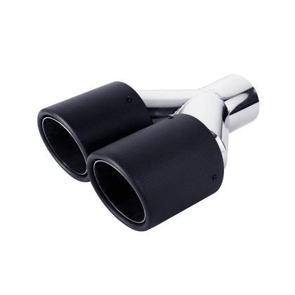 Horizontal view of Exhaust Tip 63mm Carbon Fiber Bolt-on Black Double Rolled Tip Y style OS89-63
