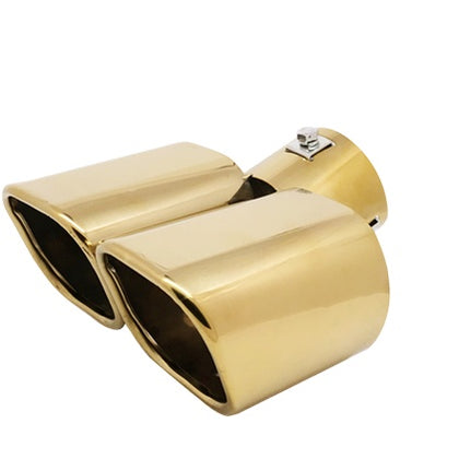 Horizontal view of Exhaust Tip 63mm Stainless Steel Gold Angle-cut Tip G206