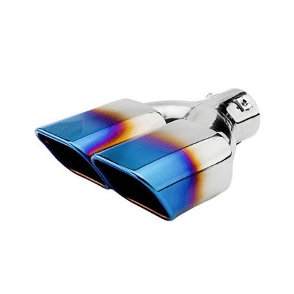 Horizontal view of Exhaust Tip 63mm Stainless Steel roasted blue Angle-cut Tip B2003