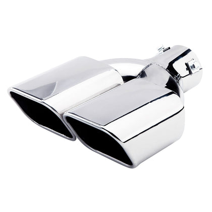 Horizontal view of Exhaust Tip 63mm Stainless Steel silver Angle-cut Tip A2003