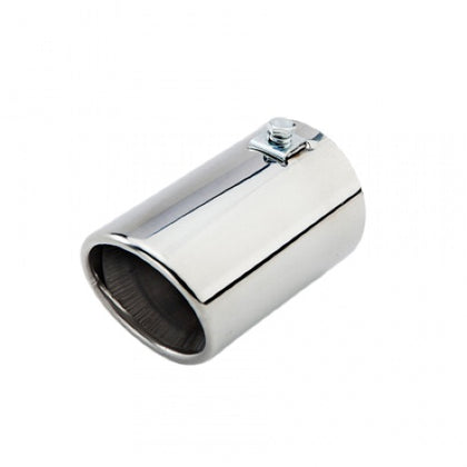 Horizontal view of Exhaust Tip 63mm Stainless Steel silver Angle-cut Tip A21