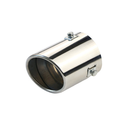 Horizontal view of Exhaust Tip 75mm Stainless Steel Silver Rolled Tip A9