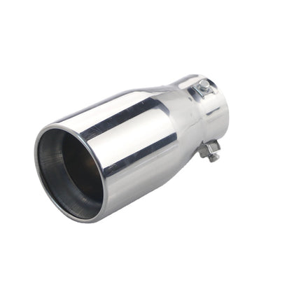 Horizontal view of Exhaust Tip 80mm Stainless Steel silver Straight cut Tip A201